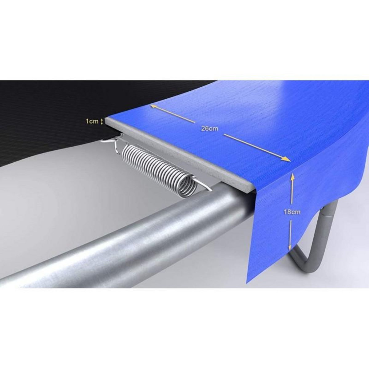 PLAY4FUN Trampoline extérieur Classique 8Ft ø244cm avec coussin de protection réversible Bleu/Noir, Echelle et Filet de sécurité