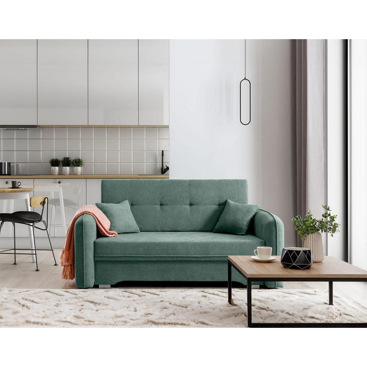 BEST MOBILIER Michelle - canapé droit 3 places convertible avec coffre en velours