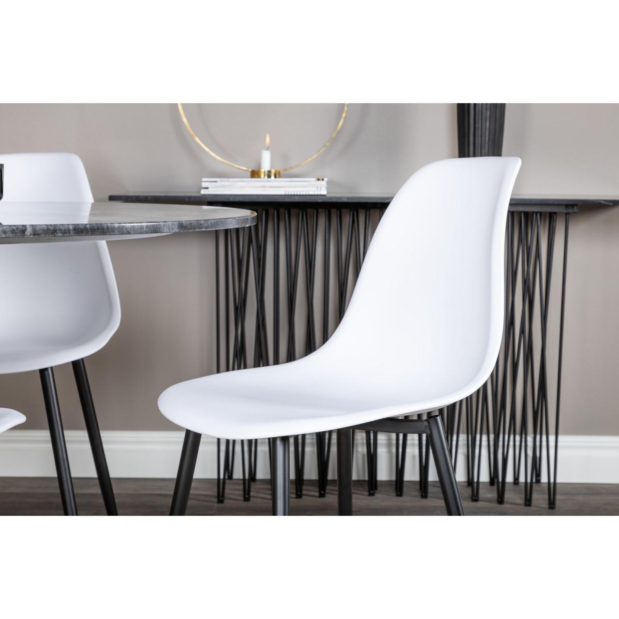 Voir la diapositive 5 : Paris Prix Ensemble table à manger & 4 chaises  estelle & polar  106cm gris foncé & blanc