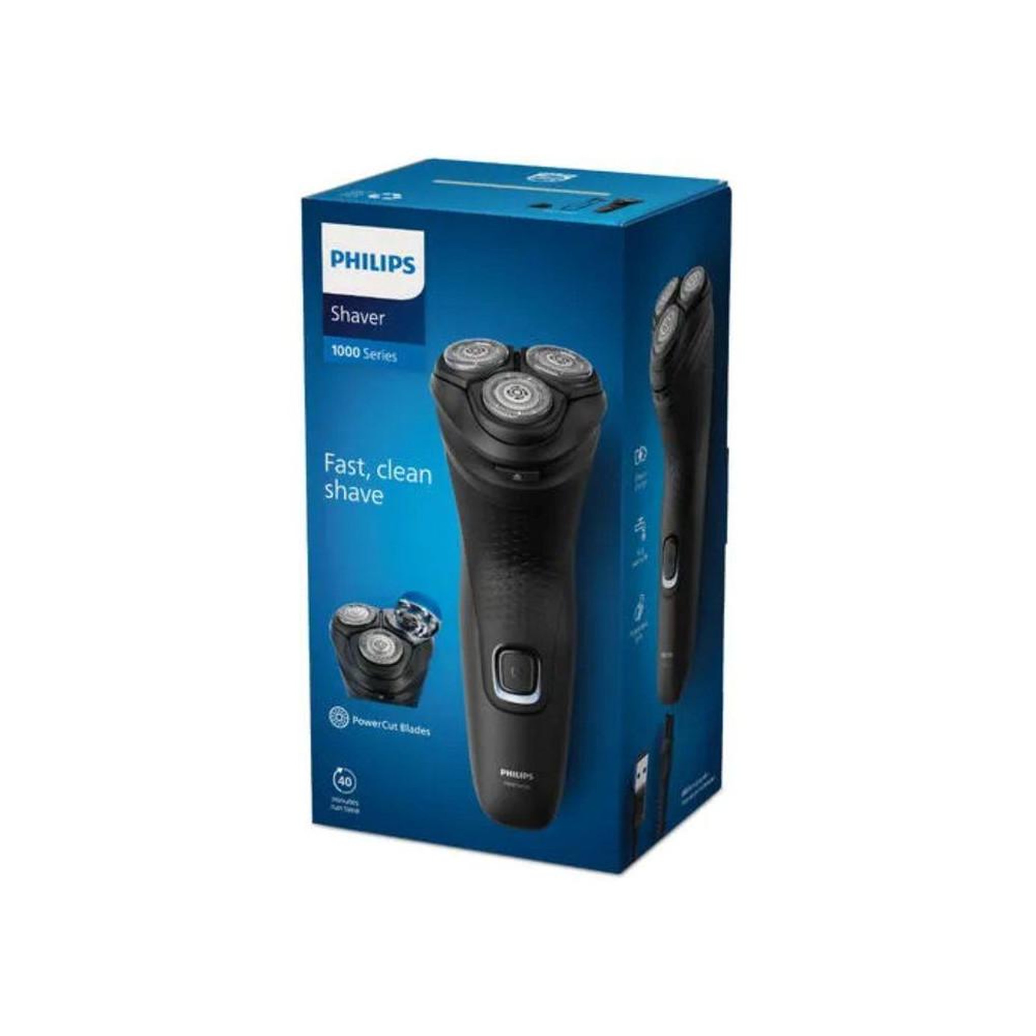 Voir la diapositive 2 : Philips Rasoir électrique rotatif 3 têtes powercut, noir, rechargeable jusqu'à 40 min, lavable ipx7