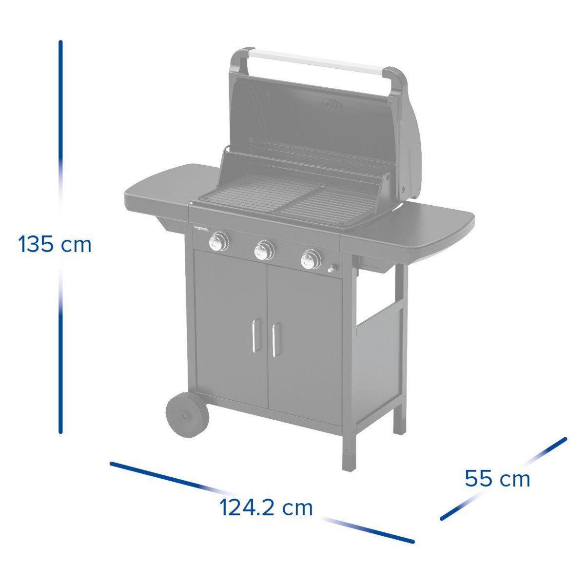 CAMPINGAZ Barbecue gaz COMPACT 3 LX PLUS noir grille et plancha 3 brûleurs sur chariot, 61x35 cm