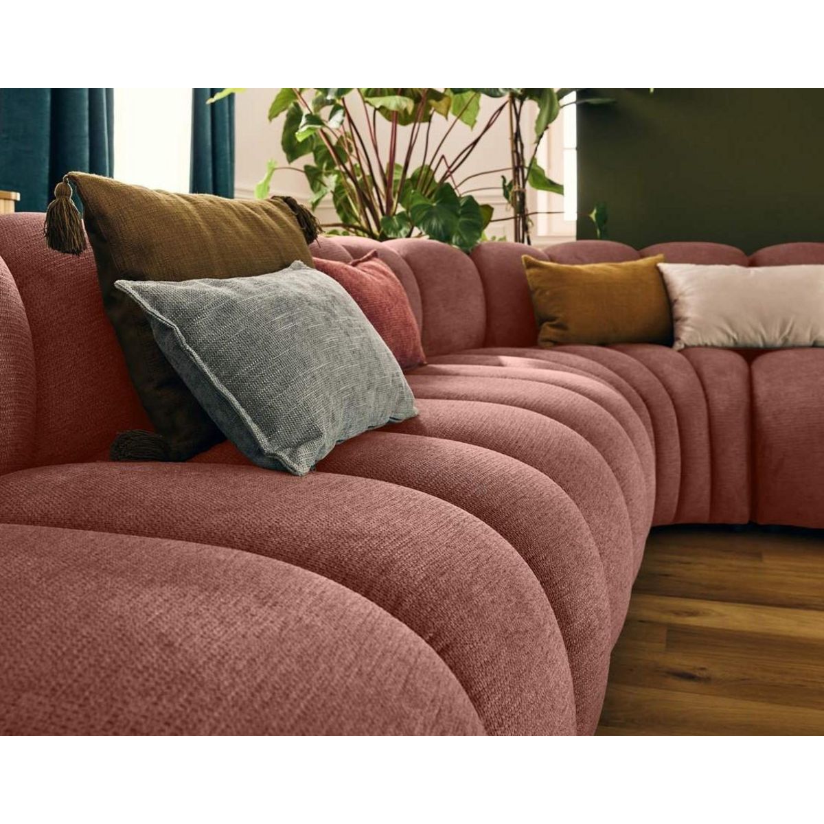 LISA DESIGN Debbie - canapé modulable d'angle gauche 5 places en tissu texturé