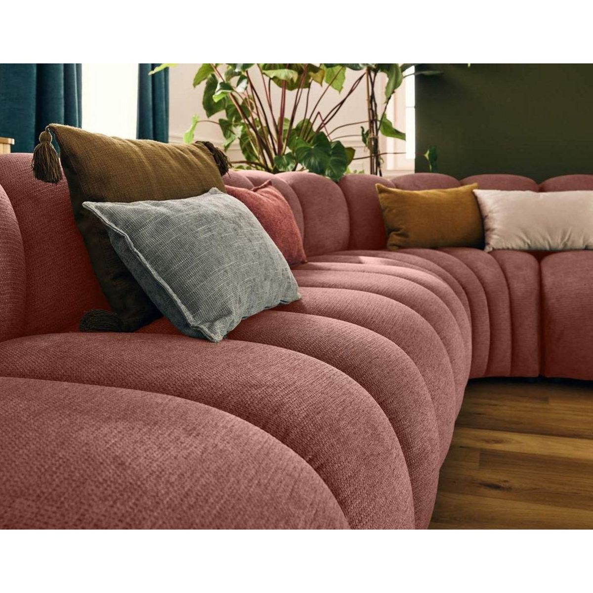 LISA DESIGN Debbie - canapé modulable d'angle gauche 5 places en tissu texturé