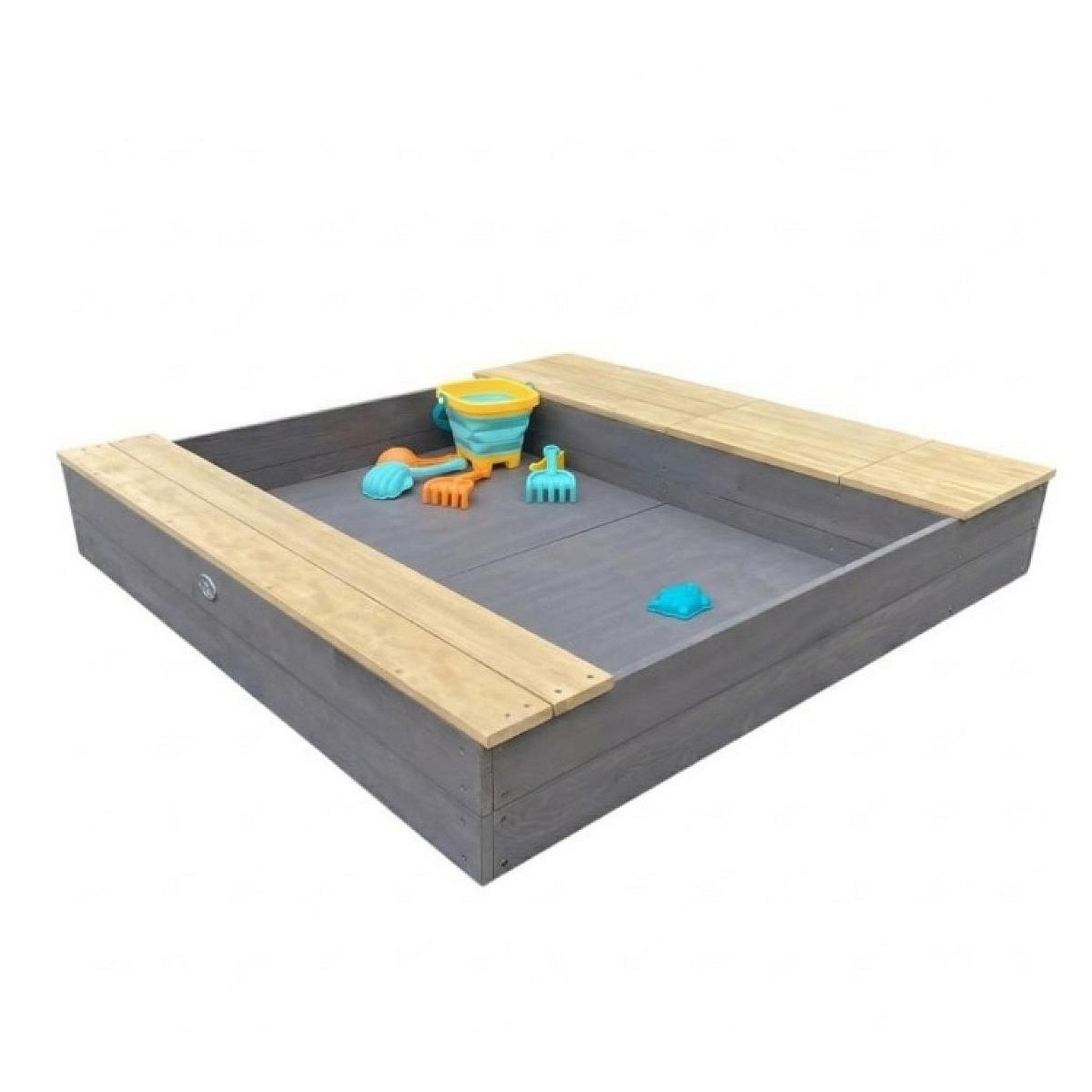 Axi House Bac à sable Evy avec bacs rangement gris-marron