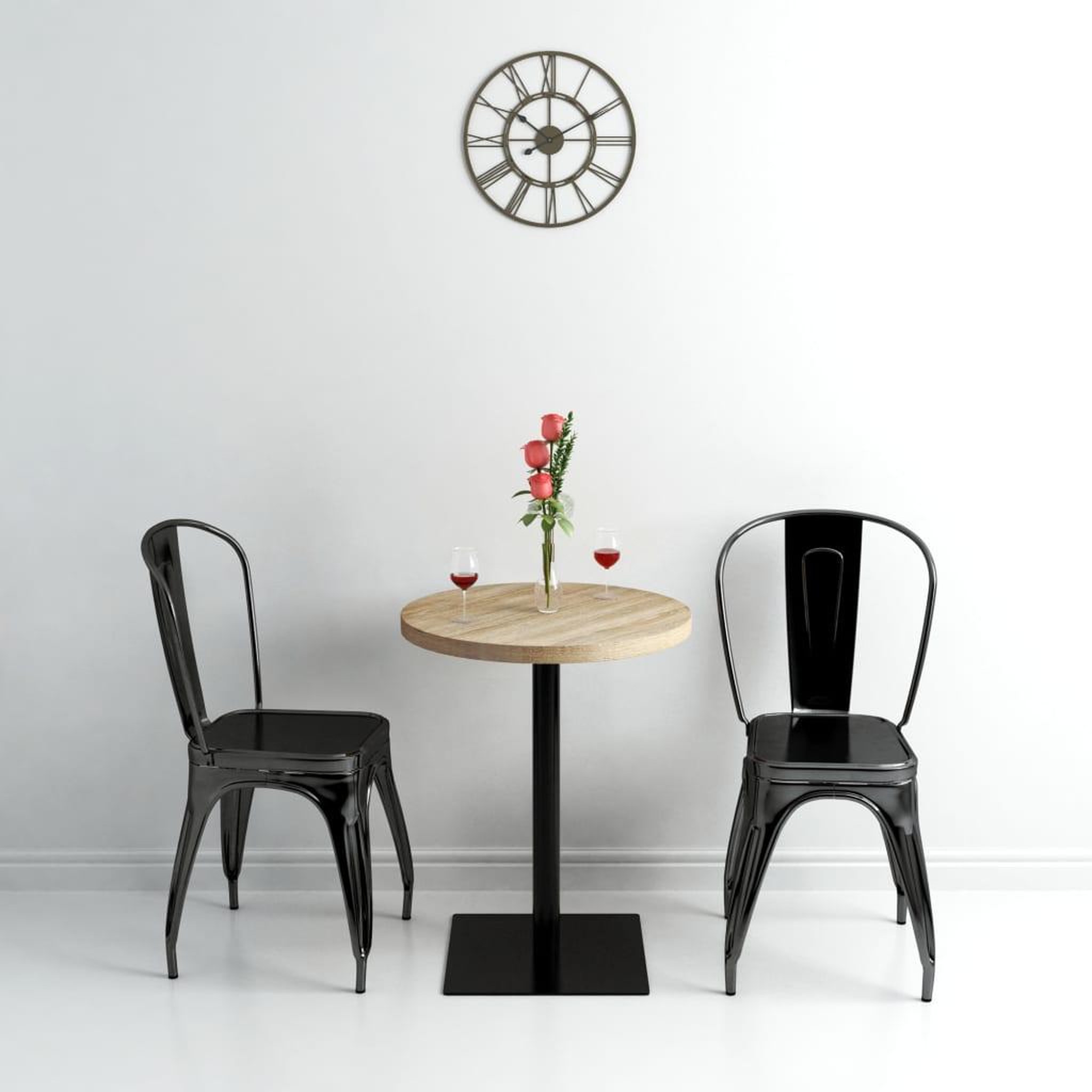 VIDAXL Table de bistro MDF et acier Rond 60 x 75 cm Couleur de chene