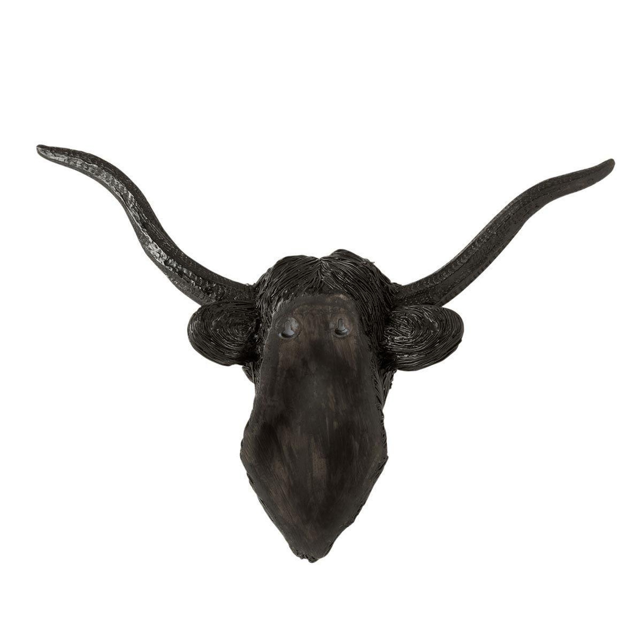 Voir la diapositive 2 : J-LINE Trophée mural déco  tête de buffle  42cm noir