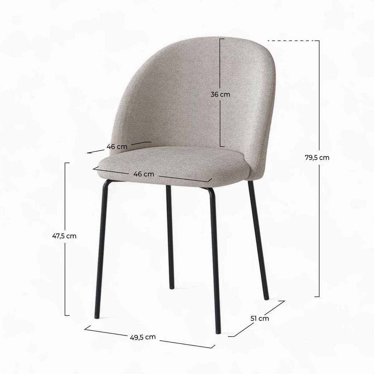 Rendez vous déco Lot de 2 chaises en tissu bouclette beige - Karl