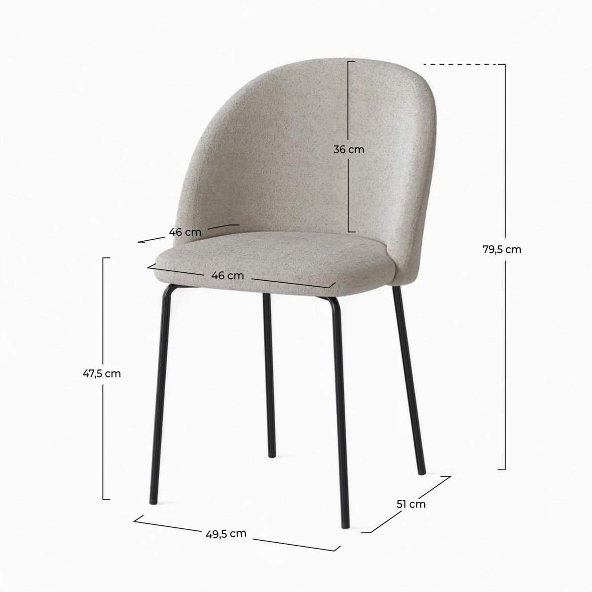 Rendez vous déco Lot de 2 chaises en tissu bouclette beige - Karl