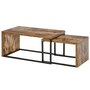 HOMCOM Lot de 2 tables basses gigognes design industriel encastrable dim. grande table 90L x 48l x 42H cm métal noir aspect vieux bois