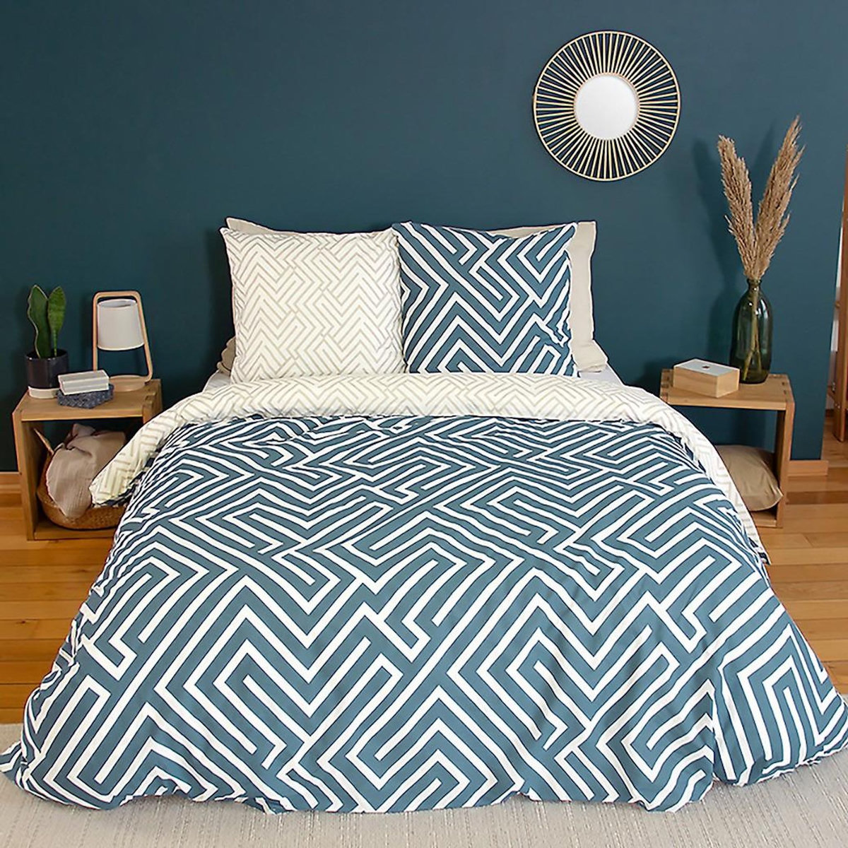 Home collection Parure de couette 3 pcs 240x220 100% coton 52 fils, phosy