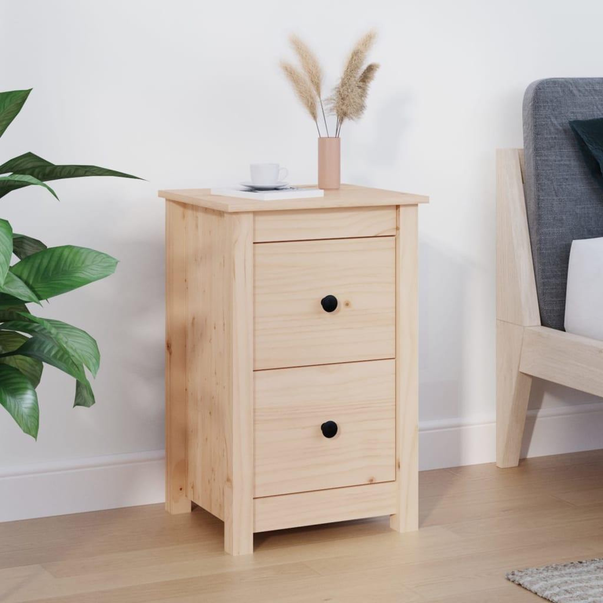 Voir la diapositive 1 : VIDAXL Table de chevet 40x35x61,5 cm Bois de pin massif