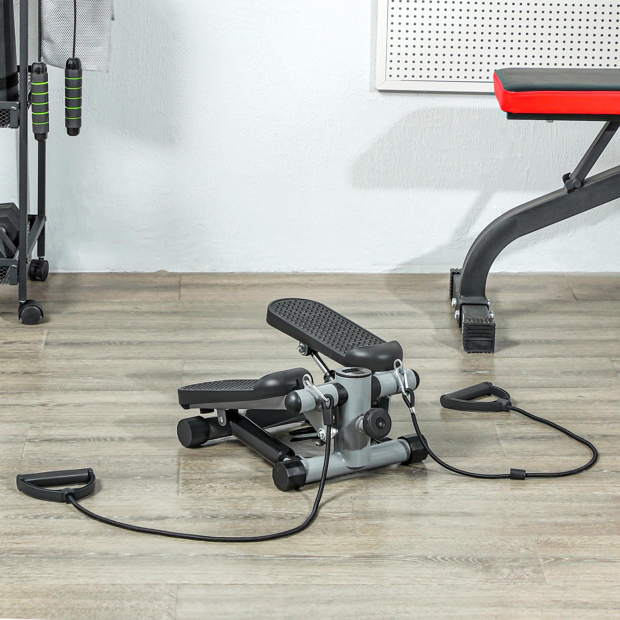 Voir la diapositive 2 : HOMCOM Mini stepper fitness réglable 2 bandes de résistance incluses écran lcd multifonction gris