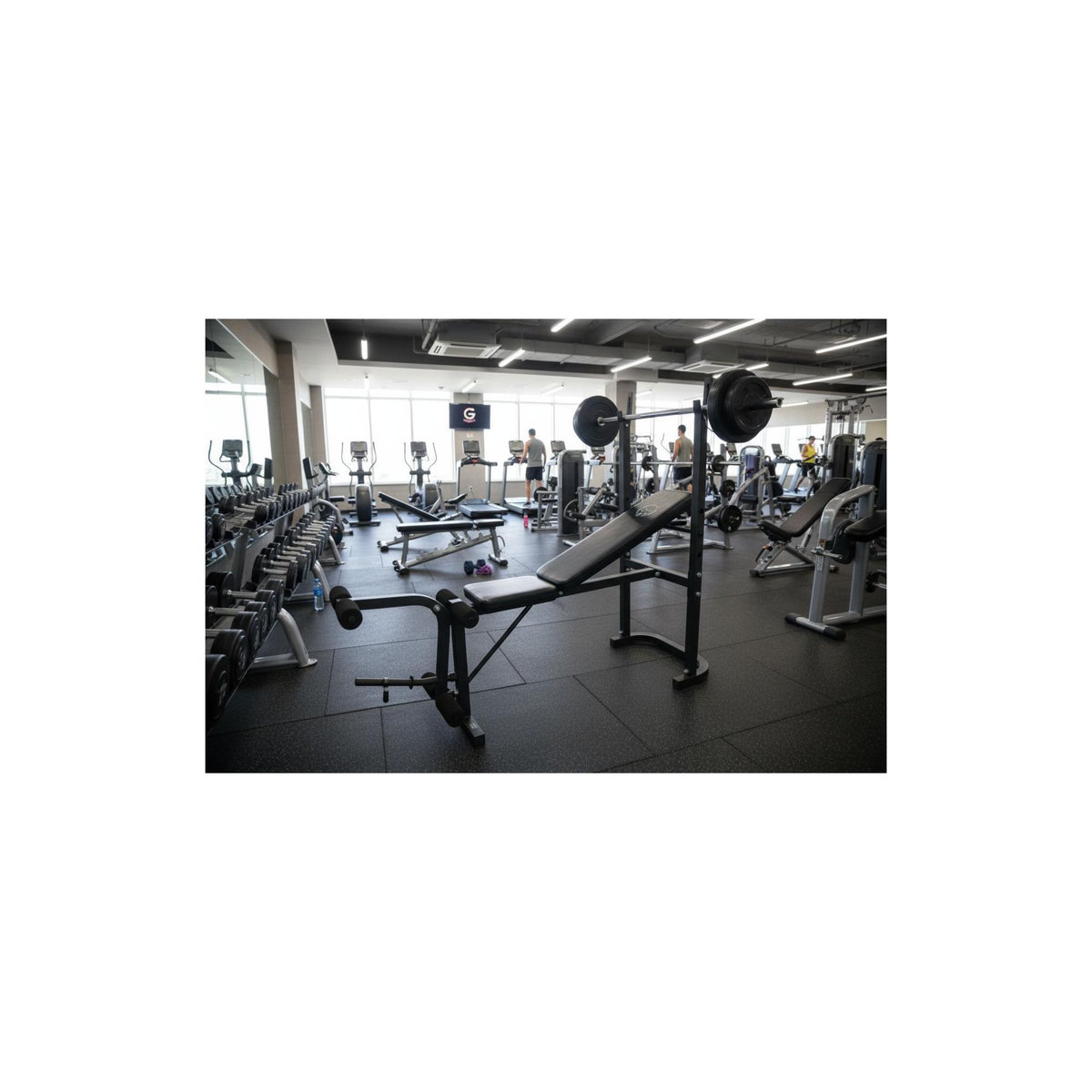 O'Fitness Banc de musculation avec poste jambe - Barre et 20 Kg de poids inclus - O'Fitness - Maison/appartement