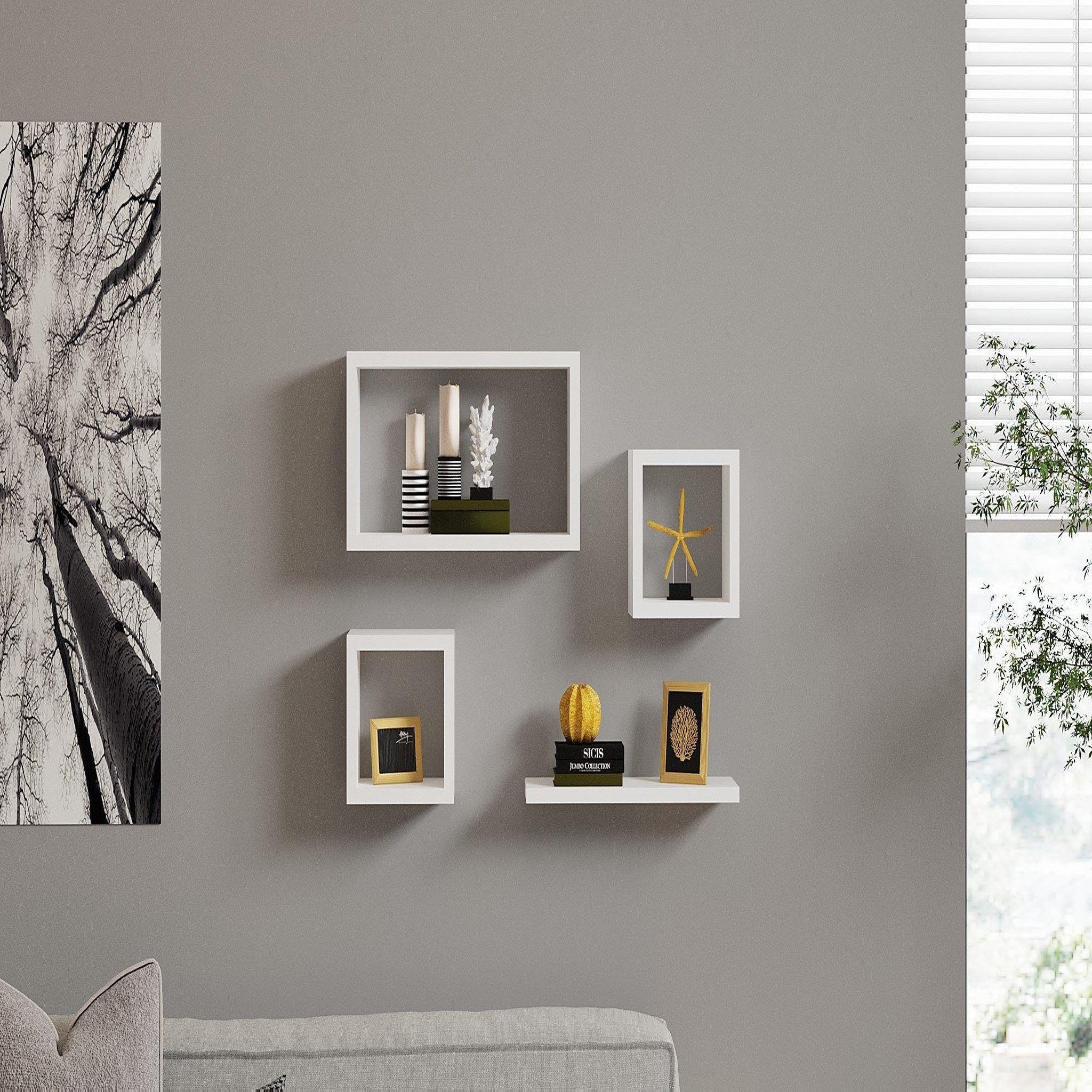 Voir la diapositive 3 : Habitat et Jardin Étagère murale en bois  babi  - 43 x 15 x 23 cm - blanc