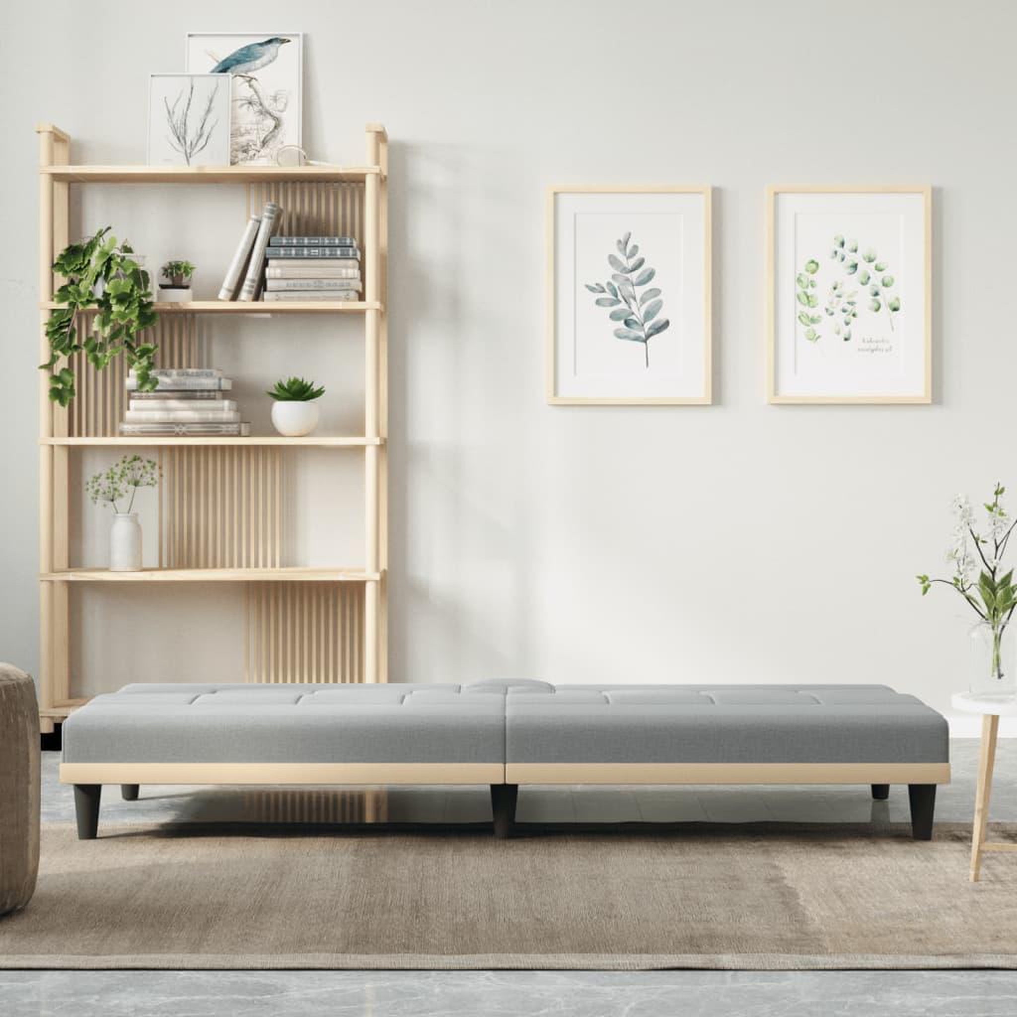 Voir la diapositive 3 : VIDAXL Canape-lit avec porte-gobelets gris clair tissu