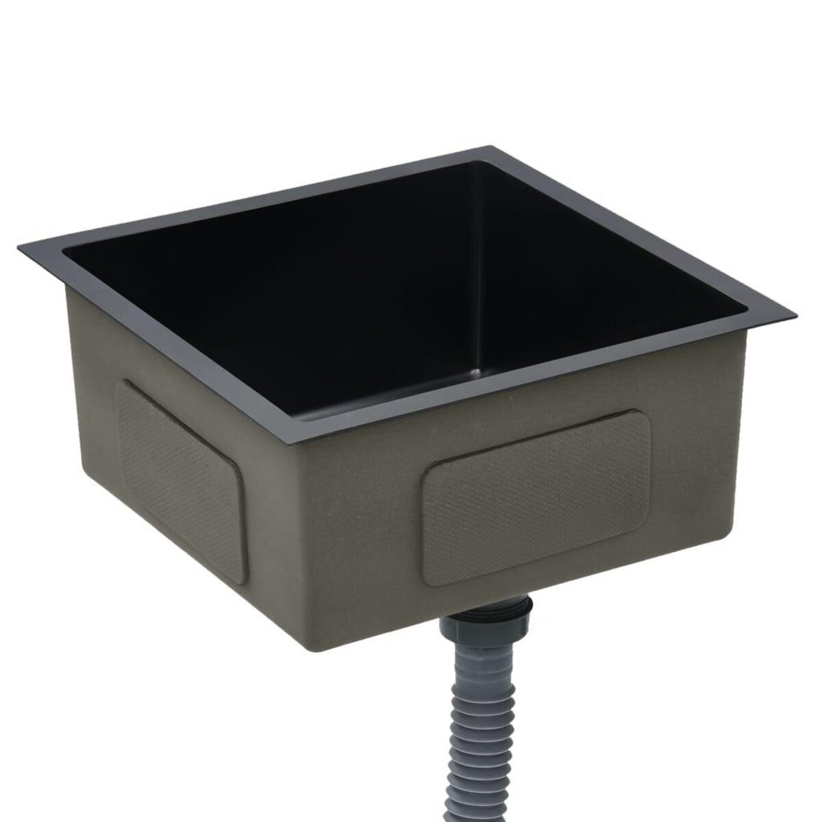 VIDAXL Evier de cuisine fait a la main Noir Acier inoxydable