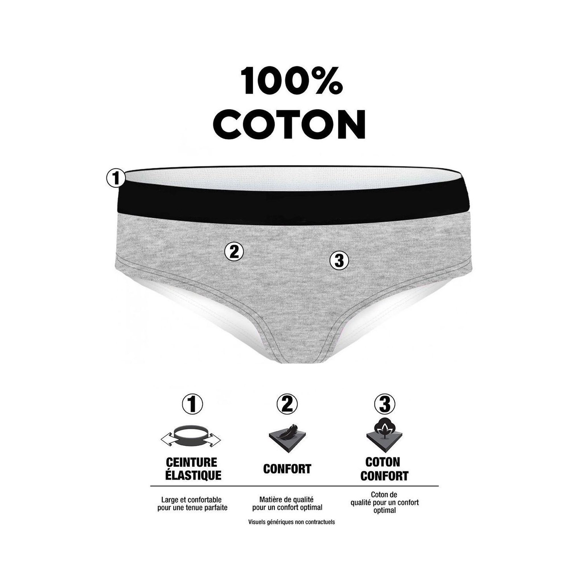 Voir la diapositive 2 : PIERRE CARDIN Lot de 5 slips femme  en coton uni ceinture fine 2cm class
