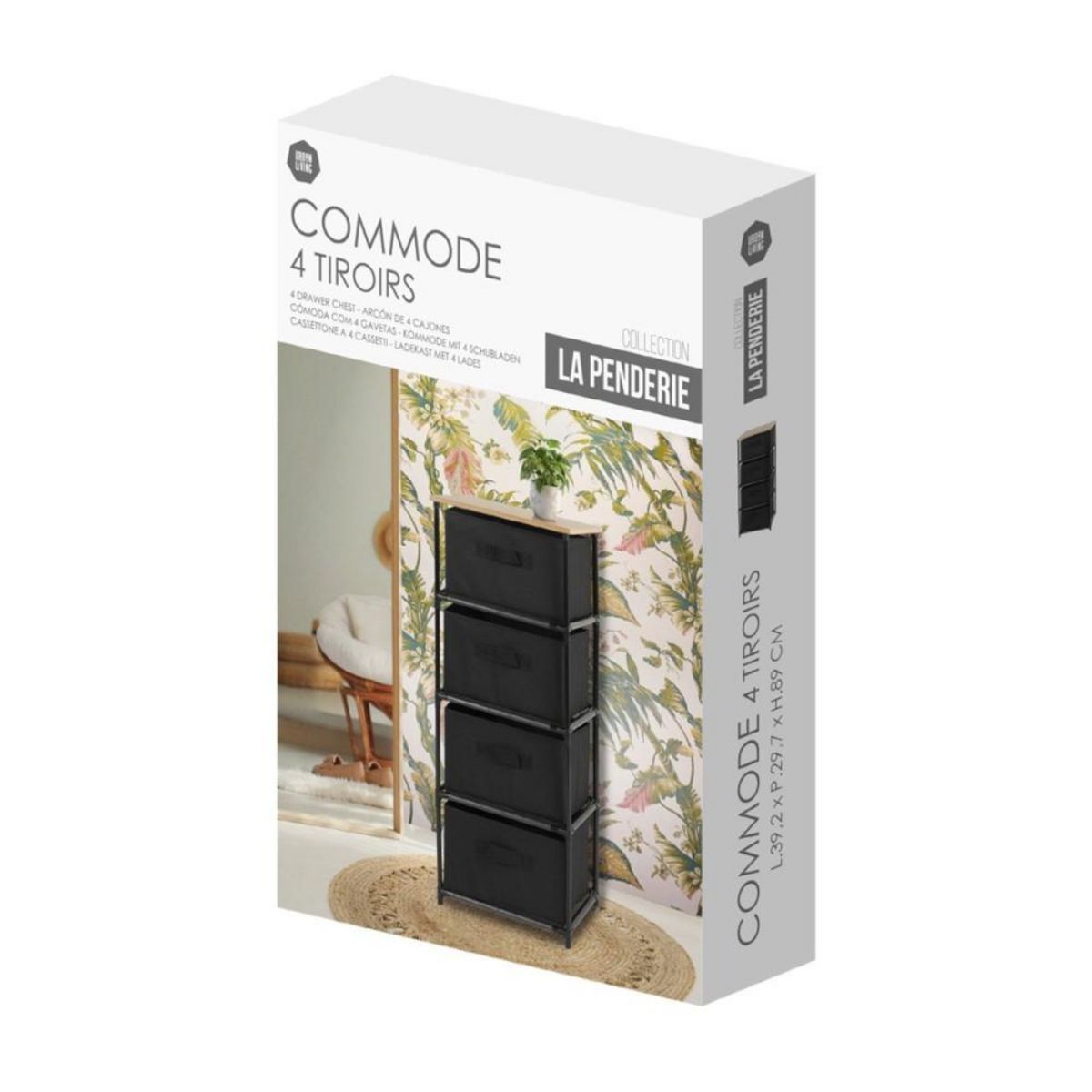 FORNORD Etagère avec 4 tiroirs intissés