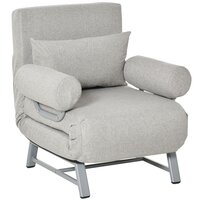 HOMCOM Fauteuil de sol canapé paresseux fauteuil convertible en lit dossier  inclinable sur 5 positions 72 x 71 x 60 cm gris