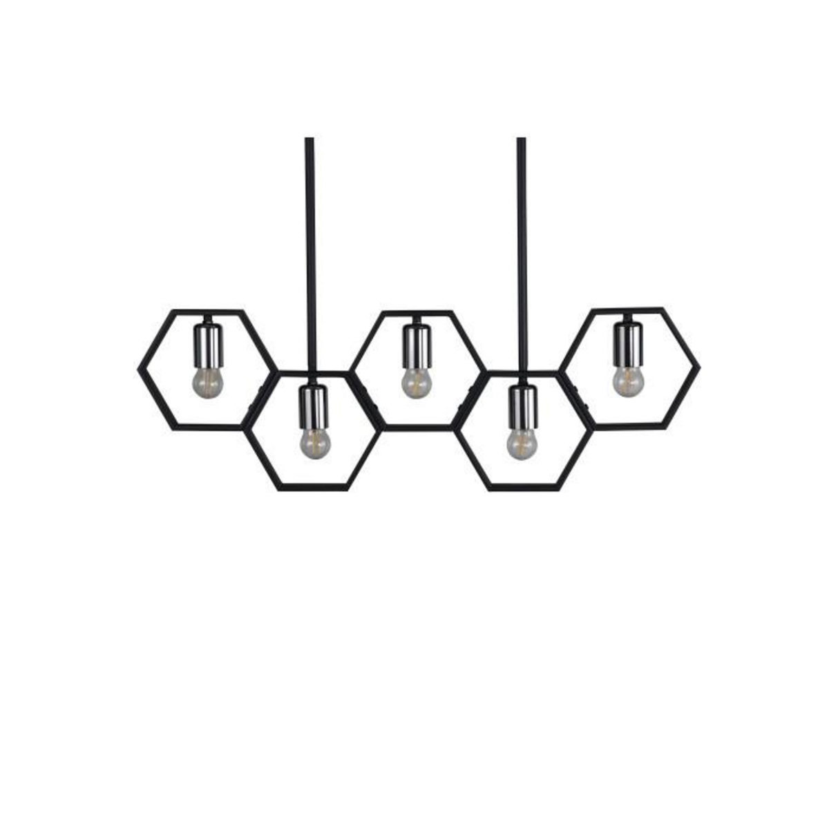 Paris Prix Lampe Suspension Design 5 Lampes  Queen B  80cm Noir