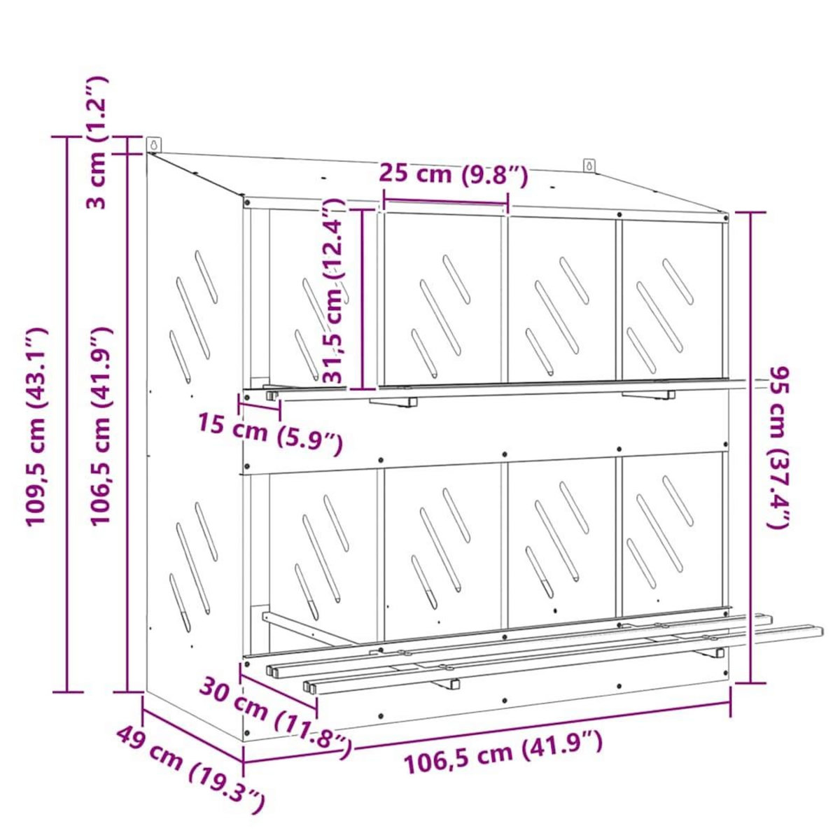 VIDAXL Nichoir de poules avec 8 compartiments metal argente galvanise