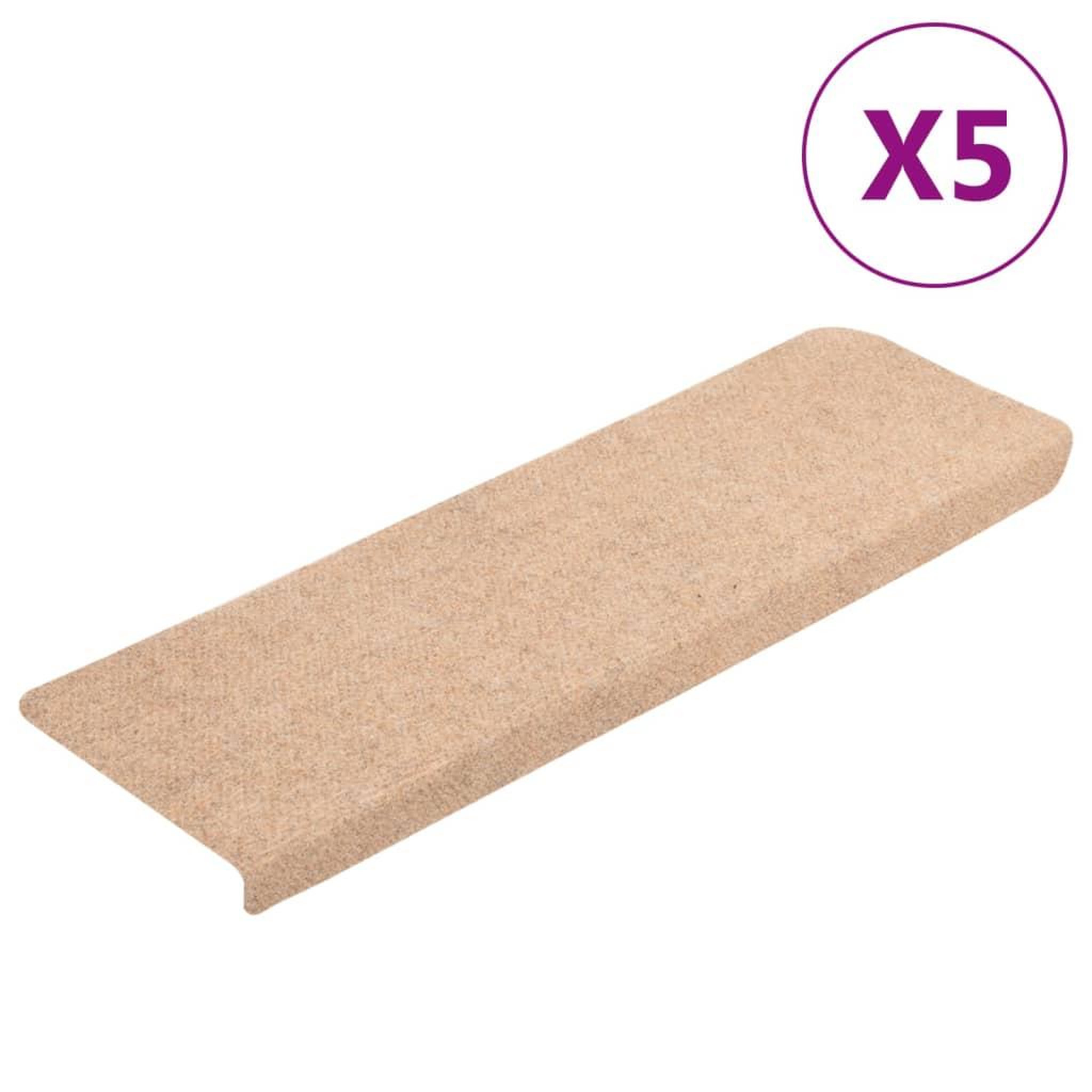 Voir la diapositive 2 : VIDAXL Tapis de marches d'escalier 5 pcs Marron 65x21x4 cm Aiguillete