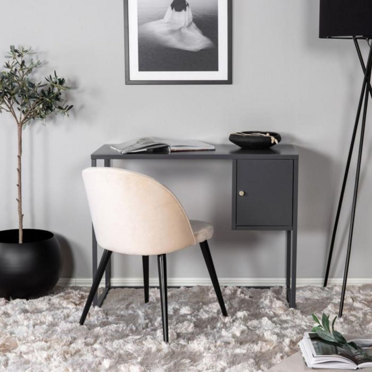 Paris Prix Bureau Design Avec Porte  Bakal  95cm Gris Clair