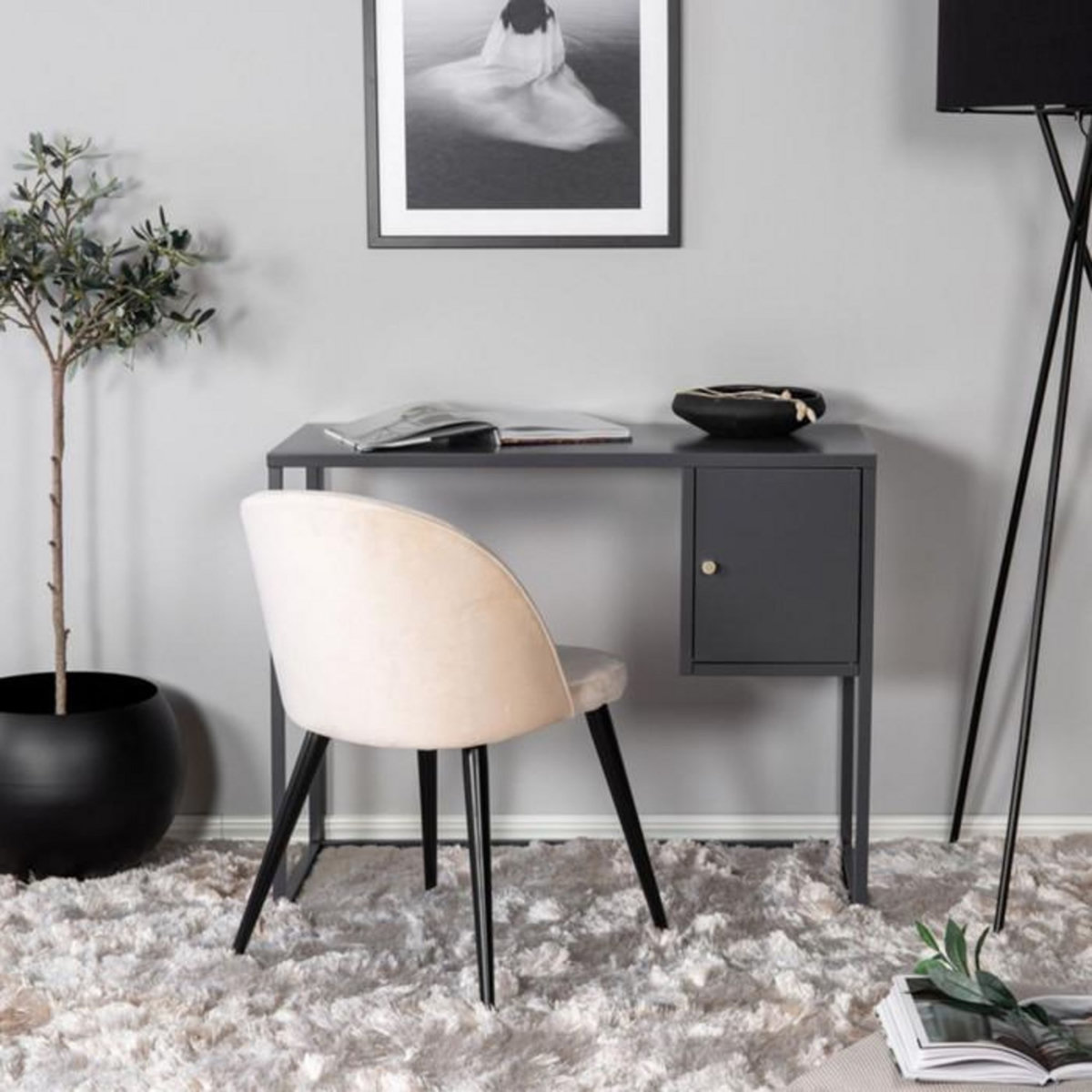 Paris Prix Bureau Design Avec Porte  Bakal  95cm Gris Clair