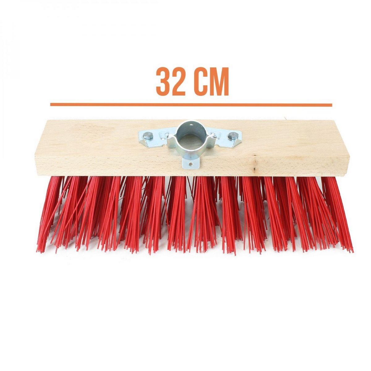 LINXOR Balai cantonnier en bois - 32 cm - Rouge