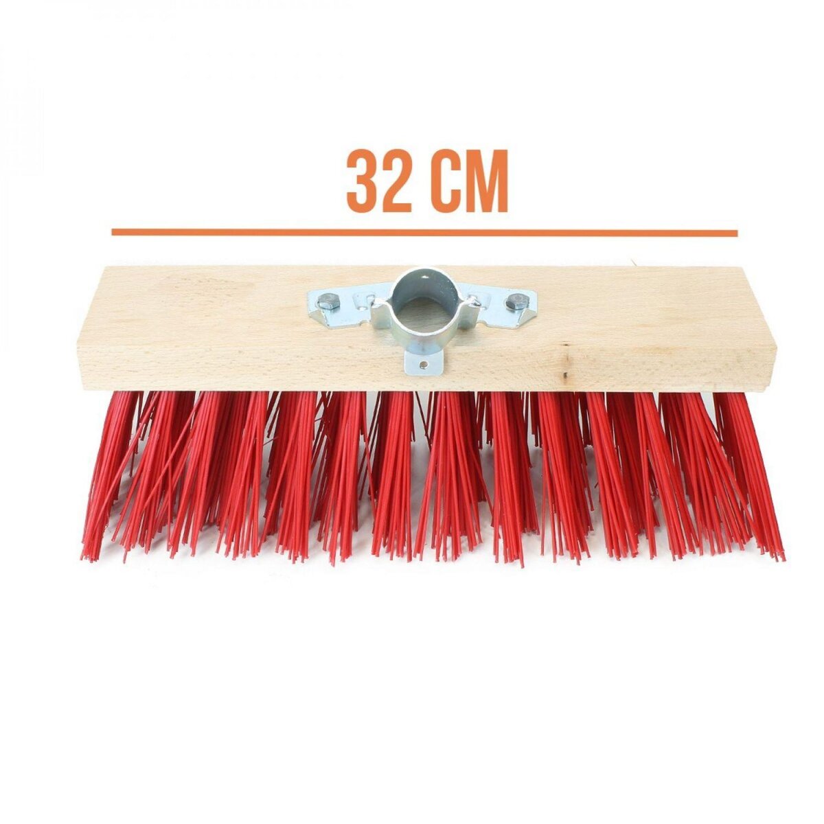 LINXOR Balai cantonnier en bois - 32 cm - Rouge