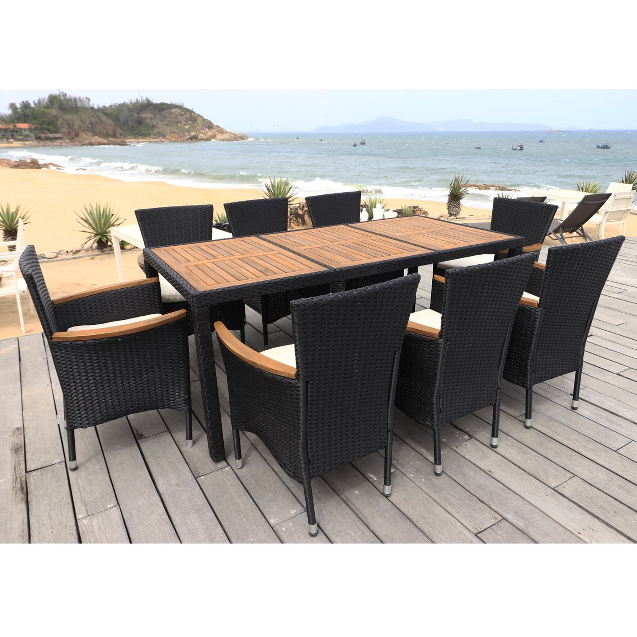 Voir la diapositive 5 : Salon de jardin 8 personnes bois acacia BELIZE