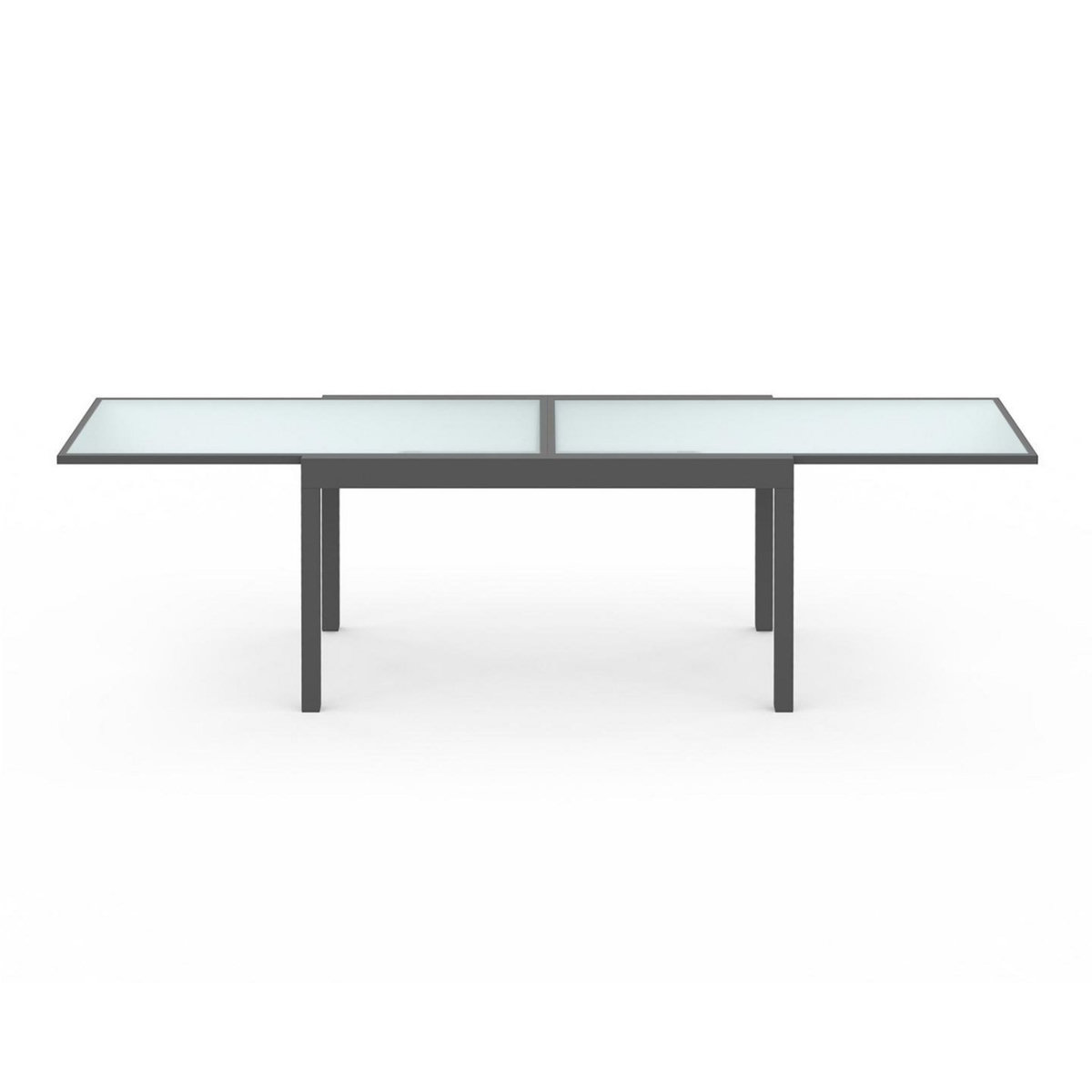 ID MARKET Salon de jardin MADRID table extensible 135-270 CM et 12 chaises empilables gris anthracite