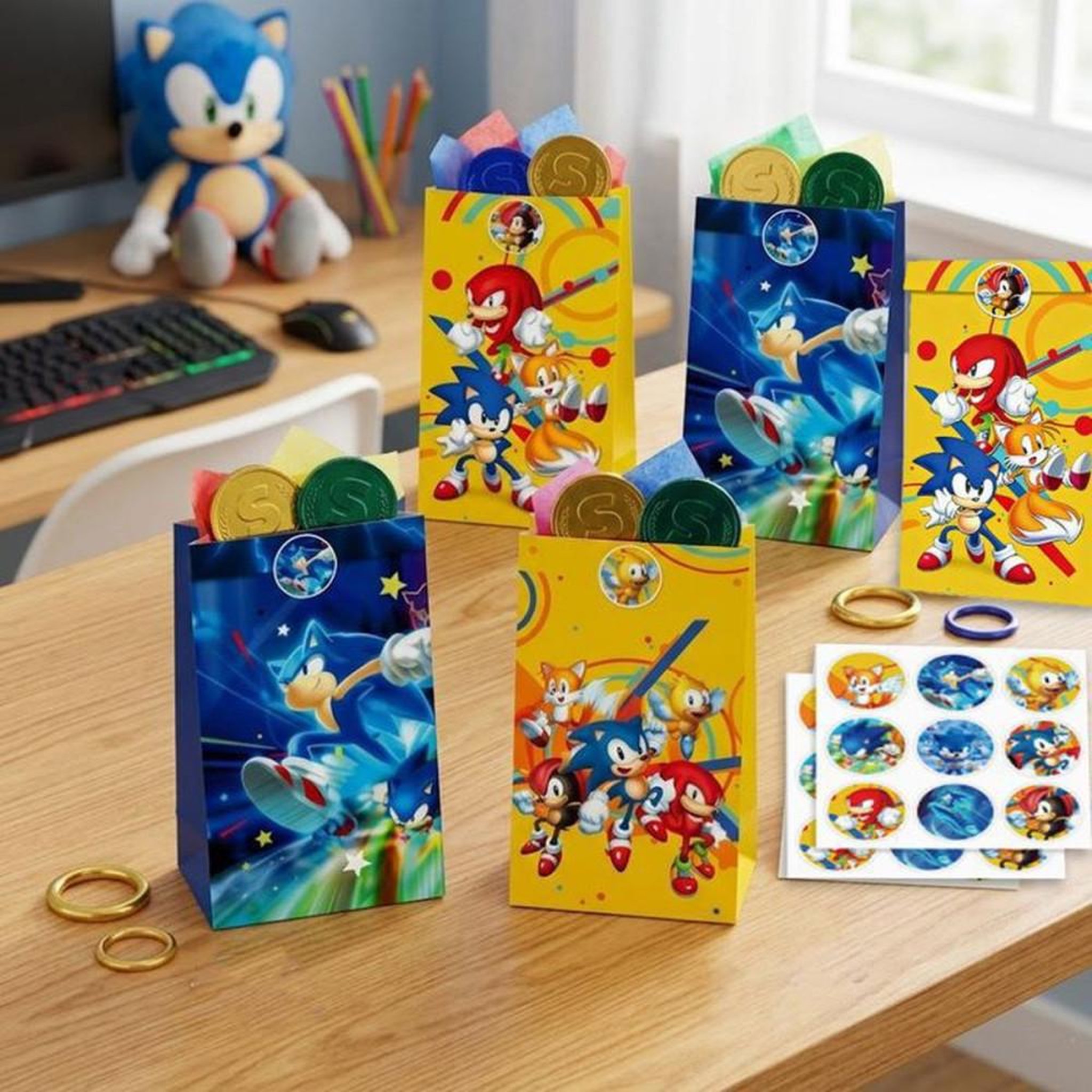 Voir la diapositive 3 : Sacs cadeaux Sonic The Hedgehog 30 pièces 4 motifs, papier épais, 22 x 12 cm