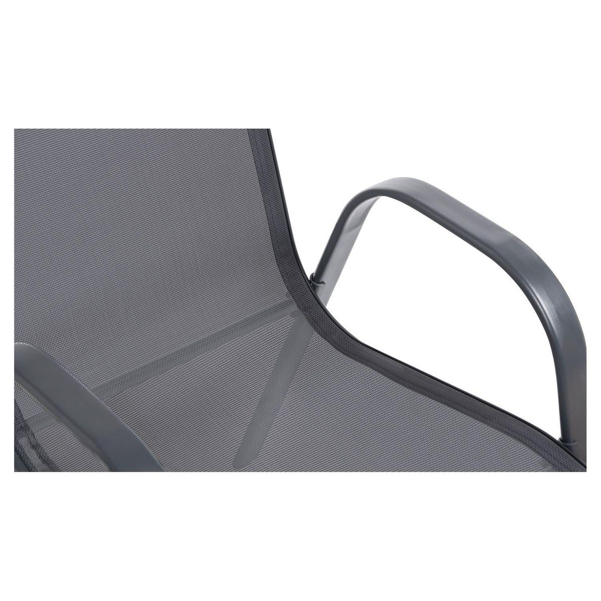 Inkazen Lot de 4 chaises de jardin empilables - Acier/Polyester - Anthracite