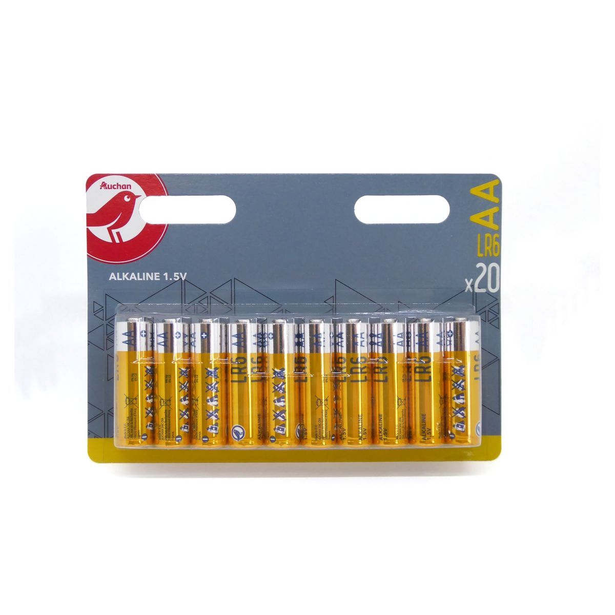 AUCHAN Piles alcalines LR6 AA lot de 20 pièces 20 piles