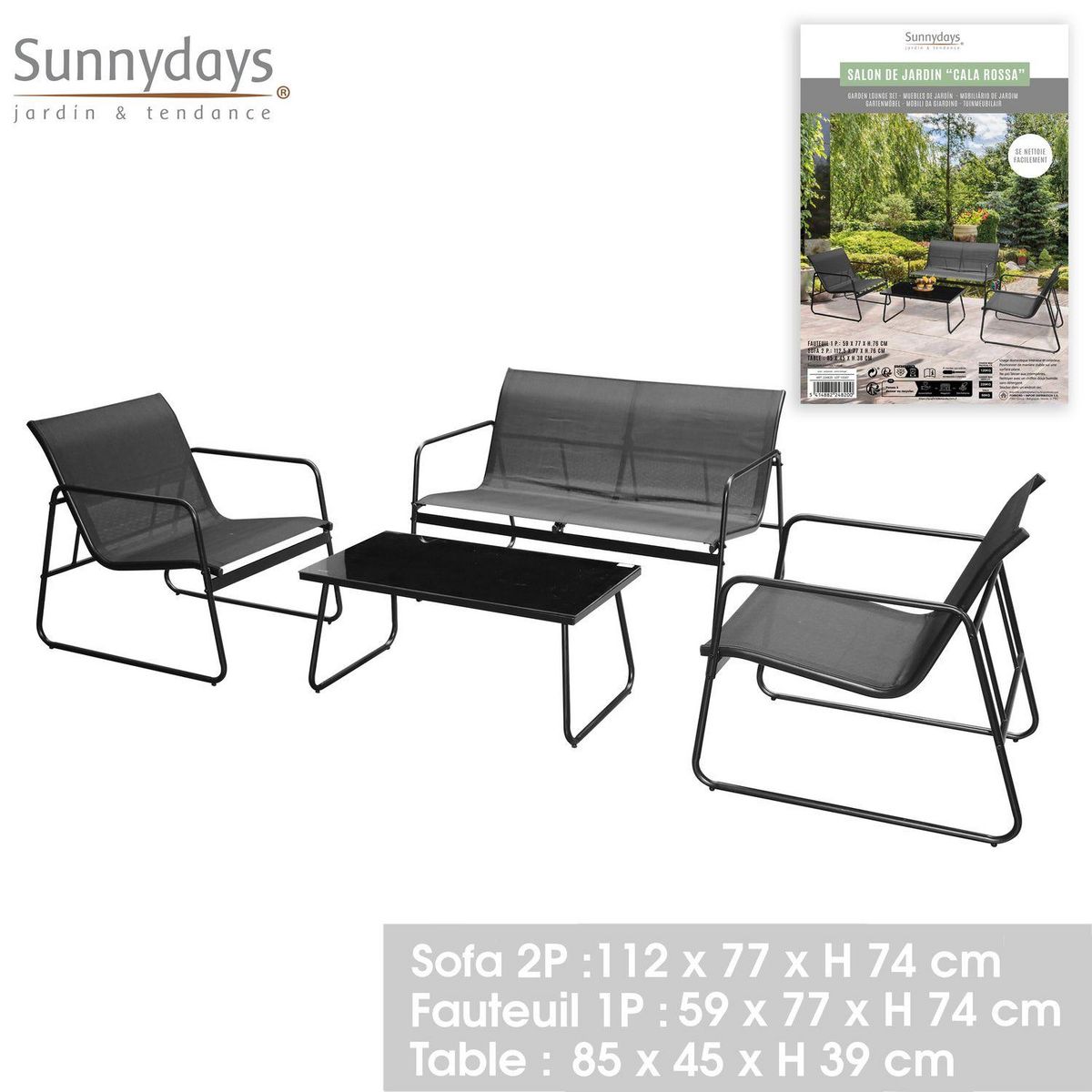 SUNNYDAYS Salon de jardin Lounge - 4 places
