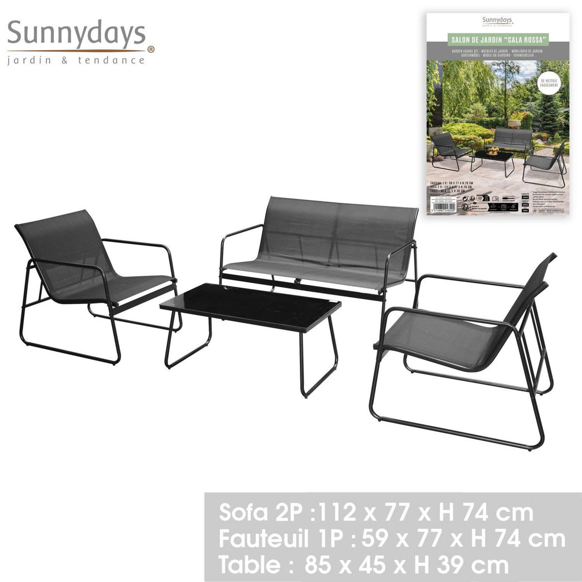 SUNNYDAYS Salon de jardin Lounge - 4 places