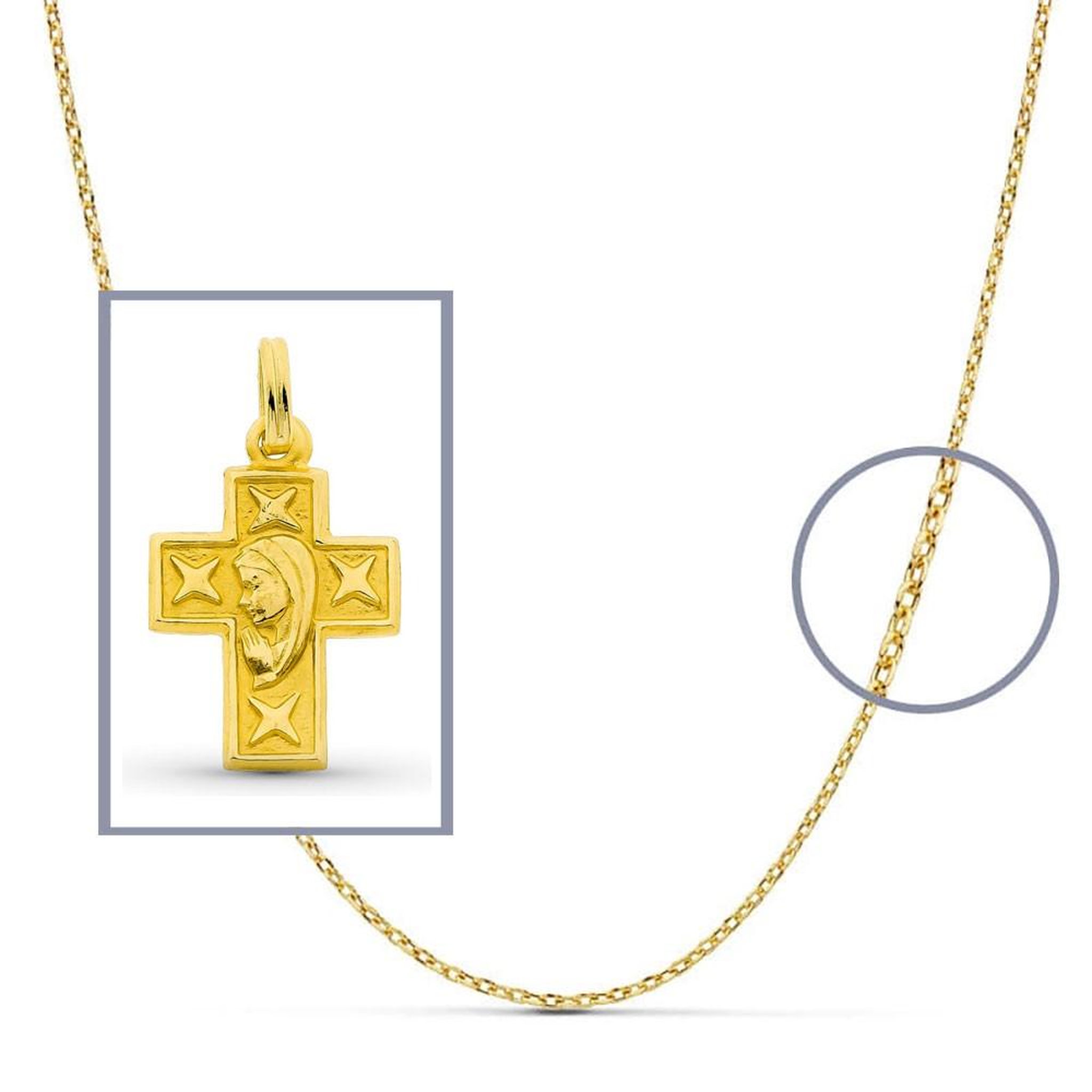 Voir la diapositive 2 : L'ATELIER D'AZUR Pendentif  - Médaille Croix Vierge Or 18 Carats 750 Jaune - Chaine Offerte