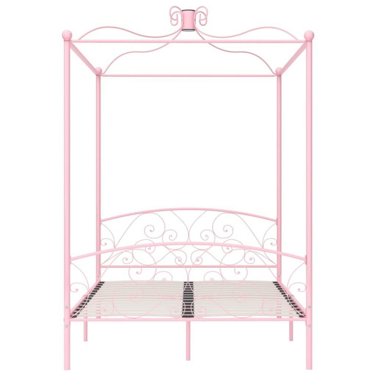 VIDAXL Cadre de lit a baldaquin sans matelas rose metal 140x200 cm
