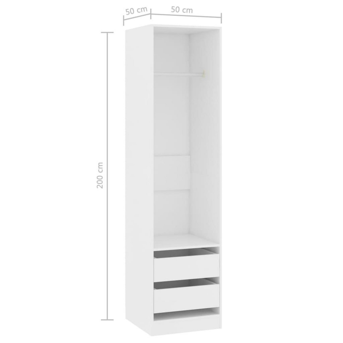 VIDAXL Garde-robe avec tiroirs Blanc 50x50x200 cm Bois d'ingenierie