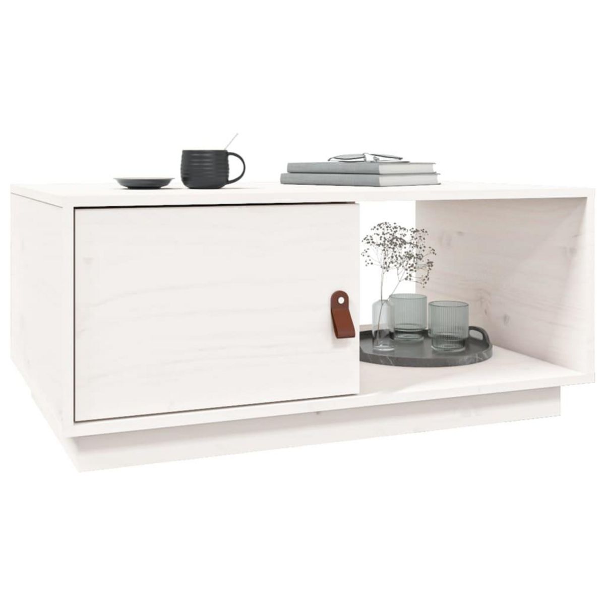 VIDAXL Table basse Blanc 80x50x35,5 cm Bois massif de pin