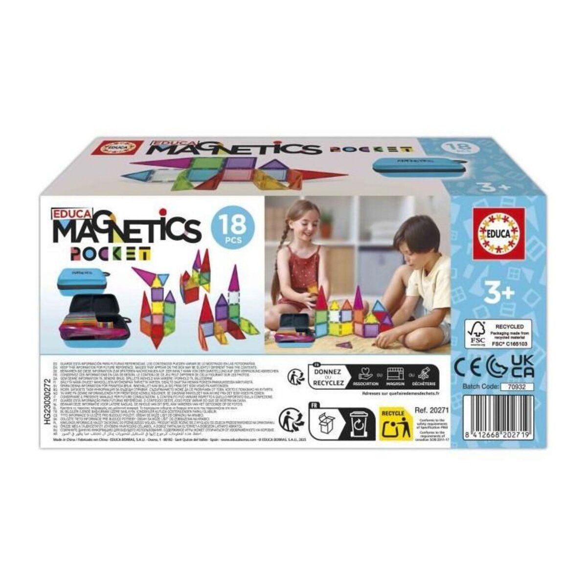 EDUCA Magnetics Mallette - Jeu de construction - EDUCA - 18 blocs magnétiques, 2 animaux, 8 cartes - Des 3 ans
