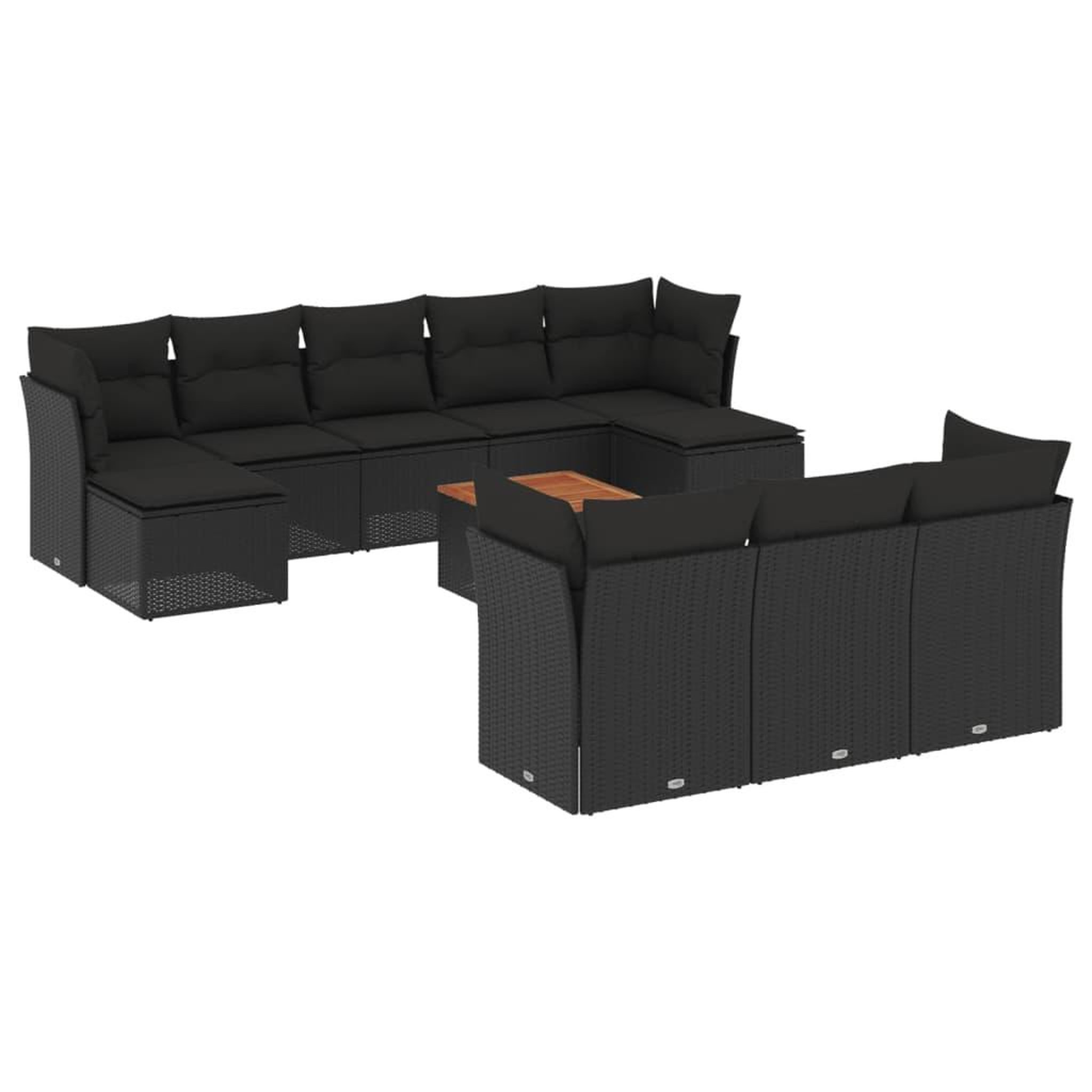 Voir la diapositive 2 : VIDAXL Salon de jardin 11 pcs avec coussins noir resine tressee