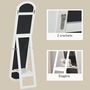 Voir la diapositive 5 : HOMCOM Miroir sur pied ou mural 150 cm avec étagère de rangement, grand miroir arqué pour chambre, entrée ou couloir, blanc
