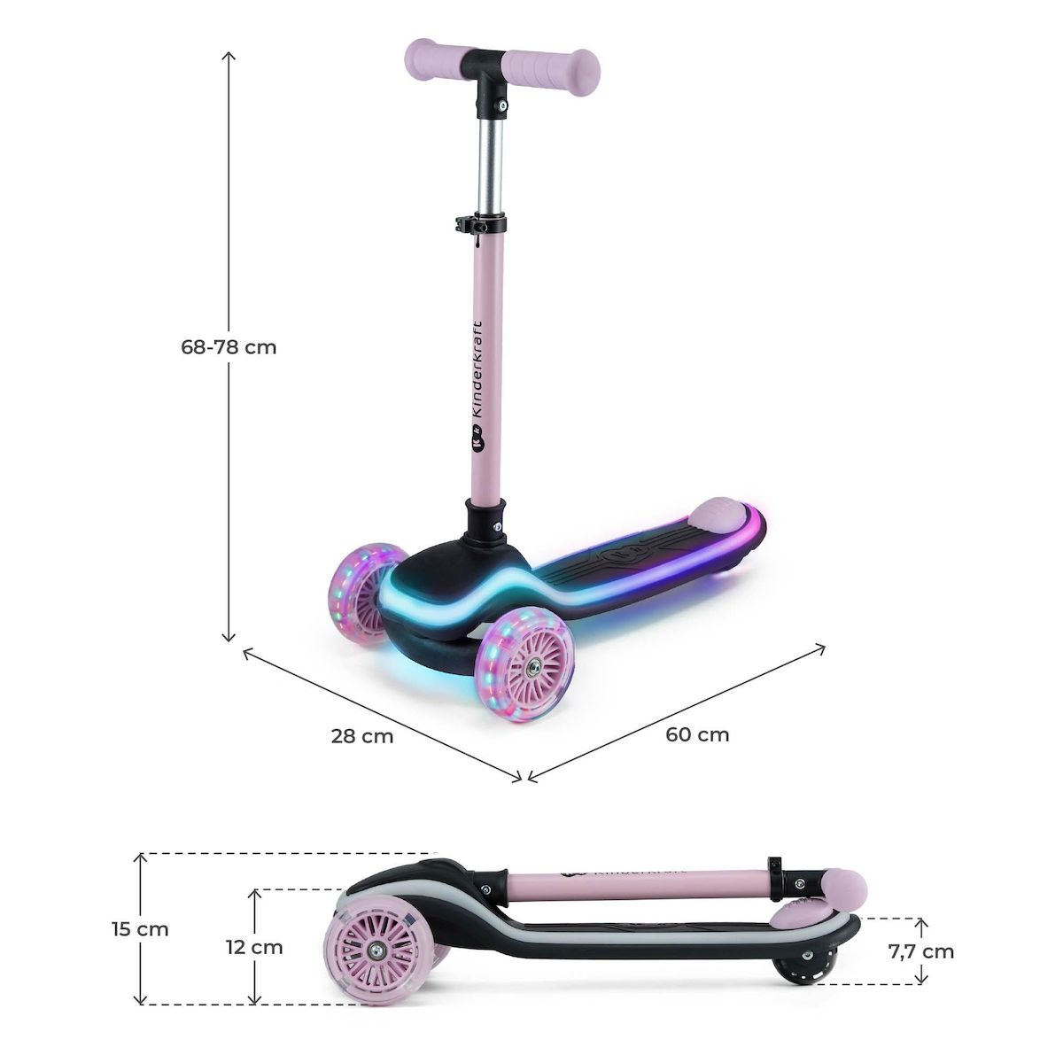 KINDERKRAFT Trottinette 3 roues led pour enfant