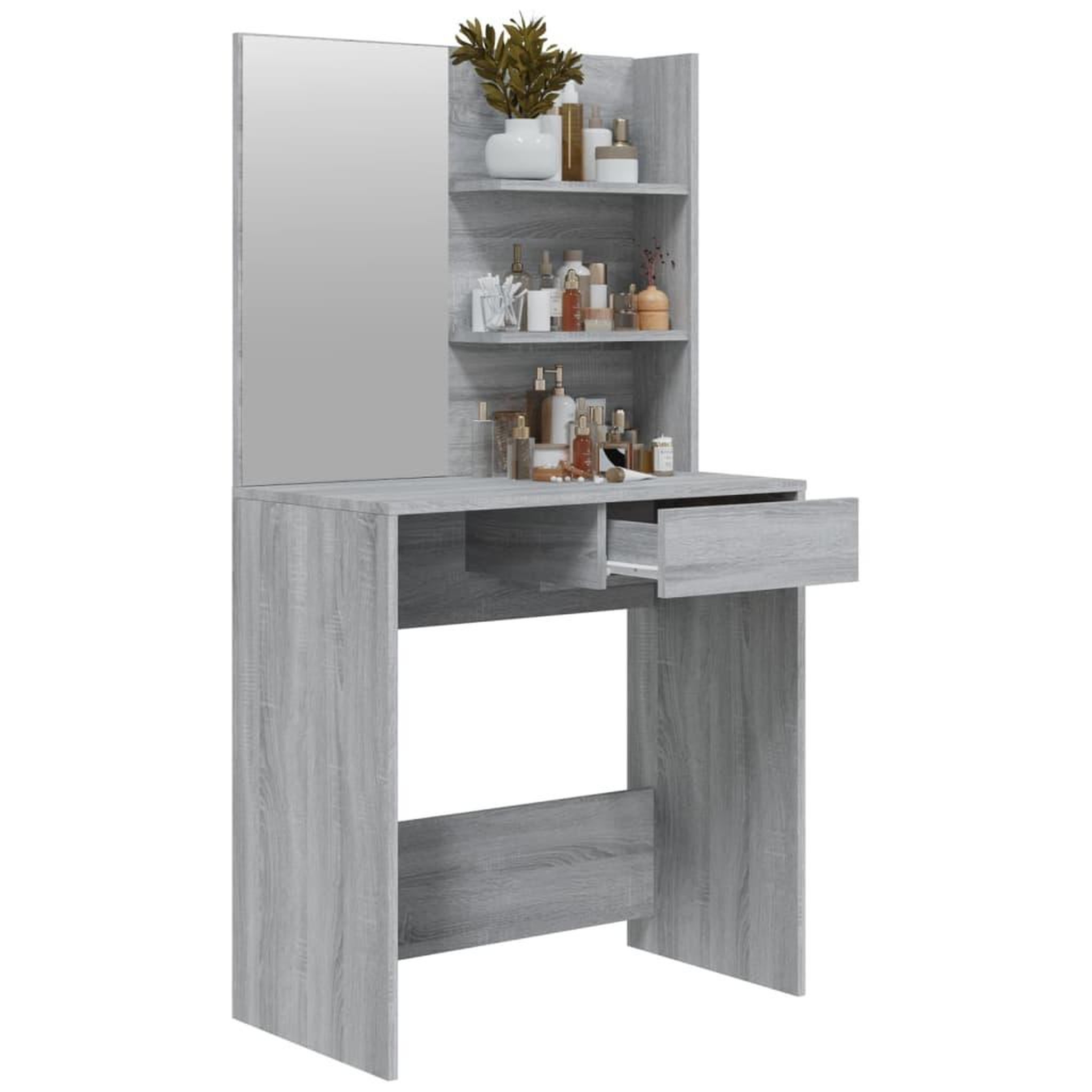 Voir la diapositive 5 : VIDAXL Coiffeuse avec miroir Sonoma gris 74,5x40x141 cm
