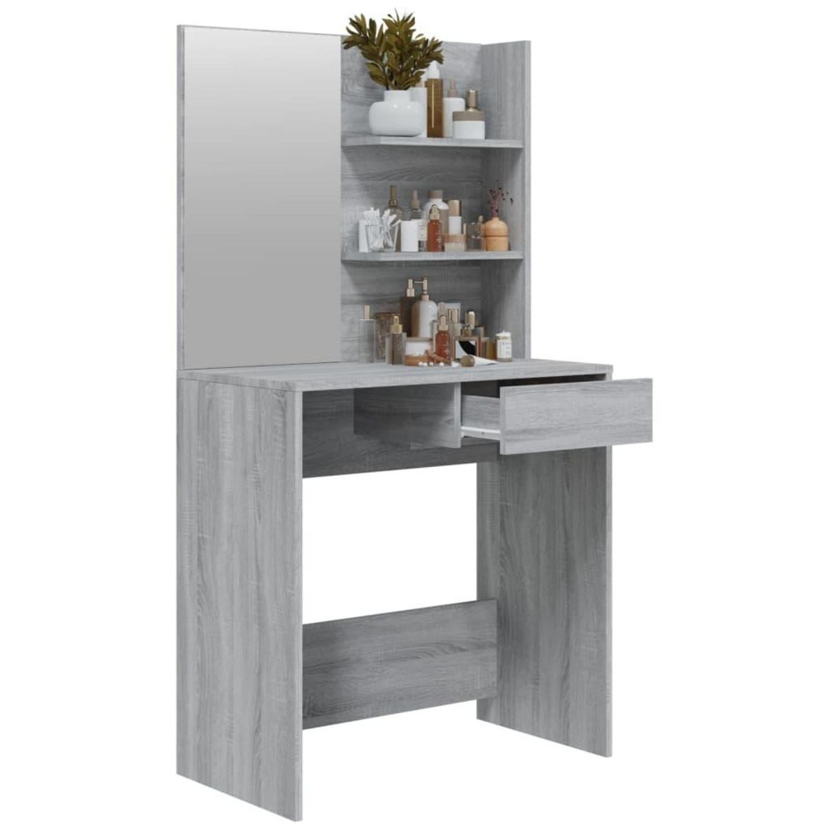 VIDAXL Coiffeuse avec miroir Sonoma gris 74,5x40x141 cm