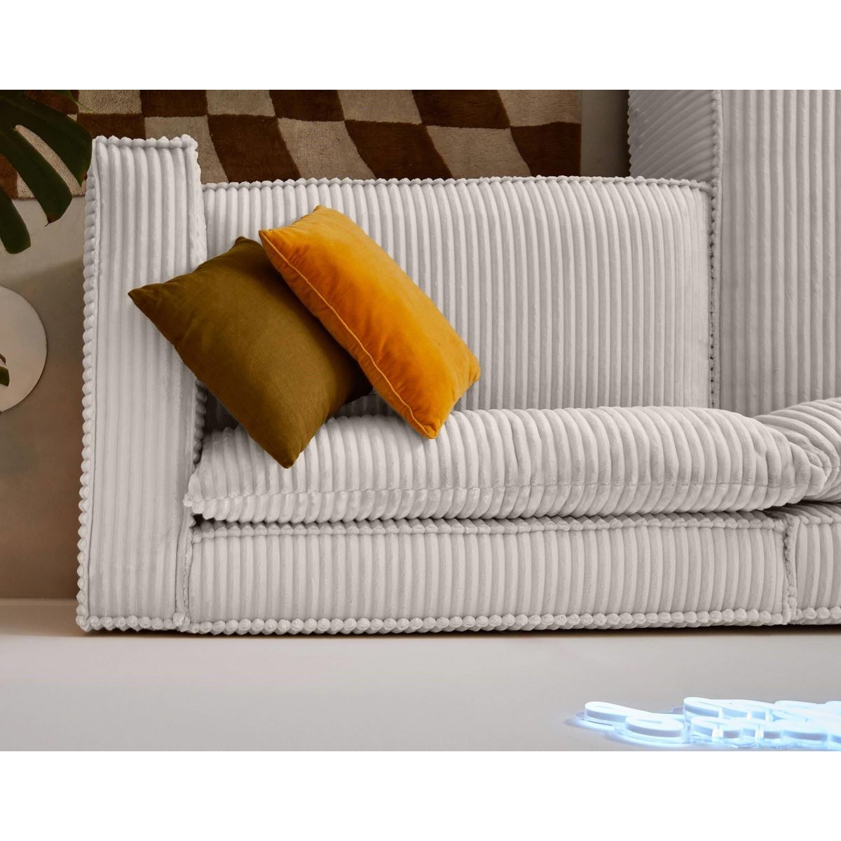 LISA DESIGN Ela - canapé d'angle gauche - 4 places - en velours côtelé grosses côtes