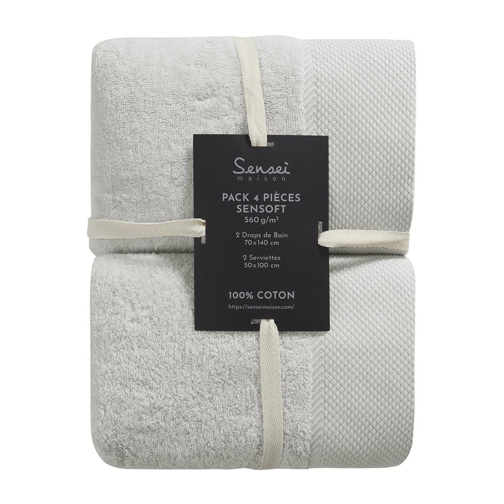 Voir la diapositive 5 : Sensei Maison Ensemble de bain 4 pièces Zéro Twist SENSOFT (2 draps de bain + 2 serviettes)
