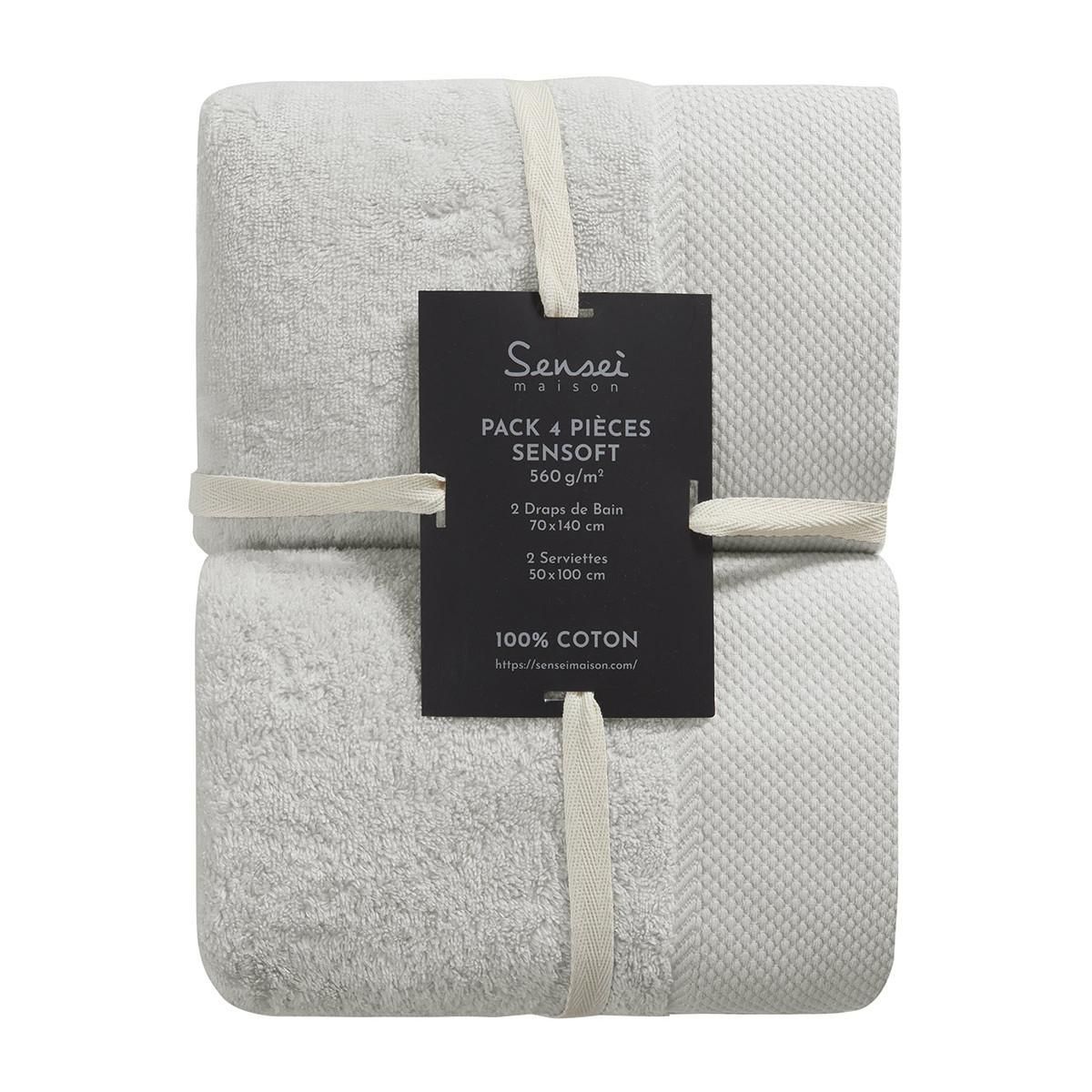 Sensei Maison Ensemble de bain 4 pièces Zéro Twist SENSOFT (2 draps de bain + 2 serviettes)